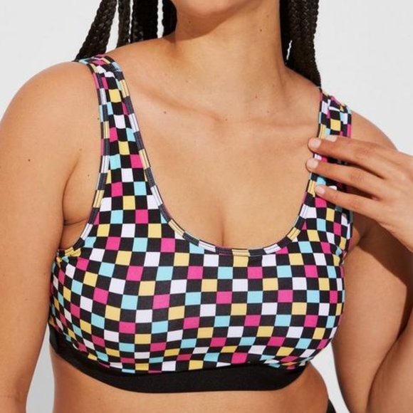❤️NWT VINTAGE TORRID SCOOP BRALETTE / SPORTS BRA - CHECKER PRINT - PLUS SIZE - Picture 1 of 9